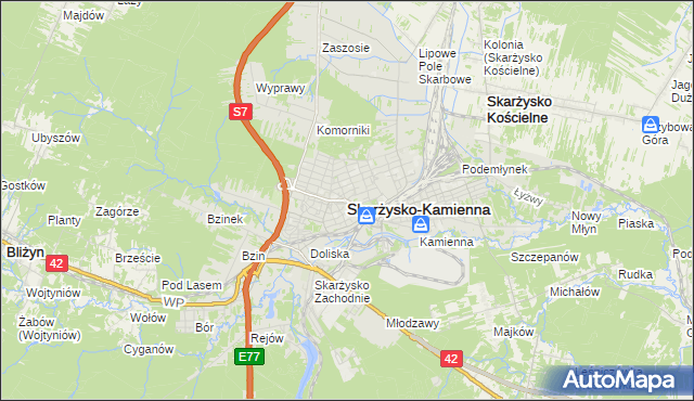 mapa Skarżysko-Kamienna, Skarżysko-Kamienna na mapie Targeo