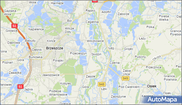 mapa Skidziń, Skidziń na mapie Targeo