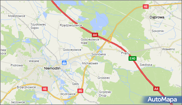 mapa Sosnówka gmina Niemodlin, Sosnówka gmina Niemodlin na mapie Targeo