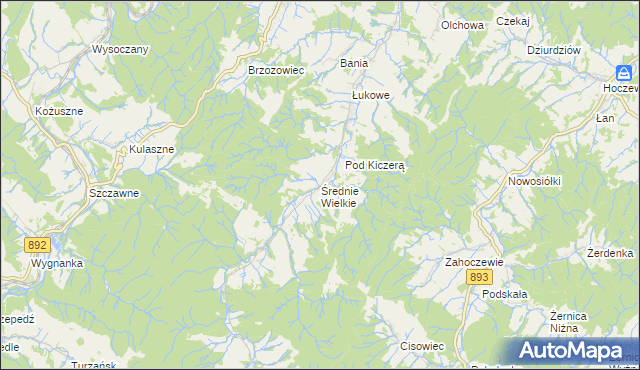 mapa Średnie Wielkie, Średnie Wielkie na mapie Targeo