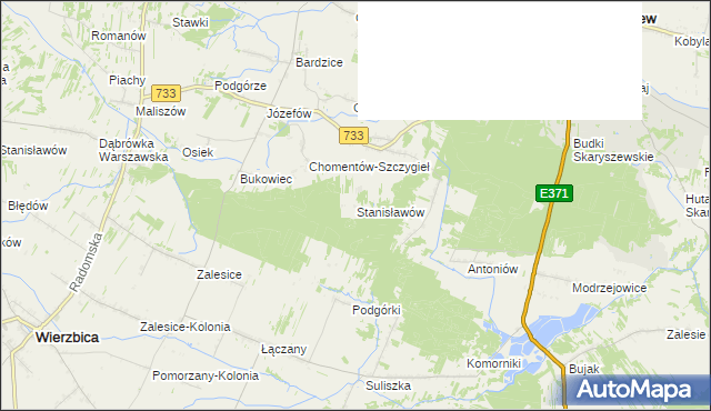 mapa Stanisławów gmina Skaryszew, Stanisławów gmina Skaryszew na mapie Targeo