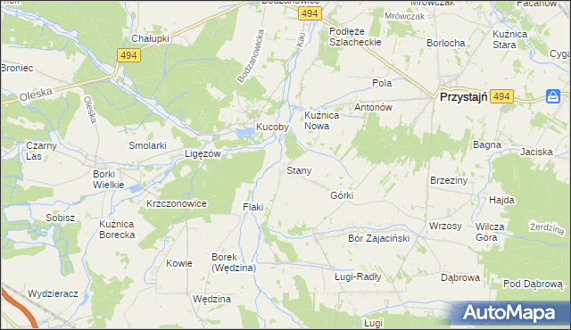 mapa Stany gmina Przystajń, Stany gmina Przystajń na mapie Targeo