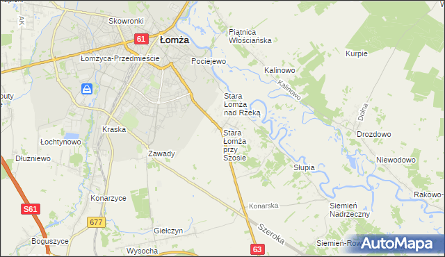 mapa Stara Łomża przy Szosie, Stara Łomża przy Szosie na mapie Targeo