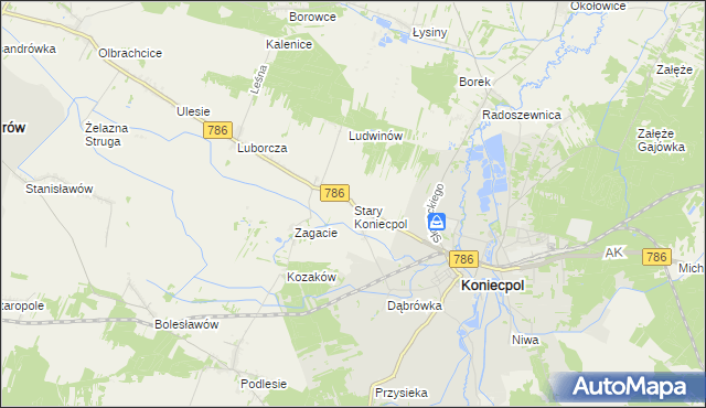 mapa Stary Koniecpol, Stary Koniecpol na mapie Targeo