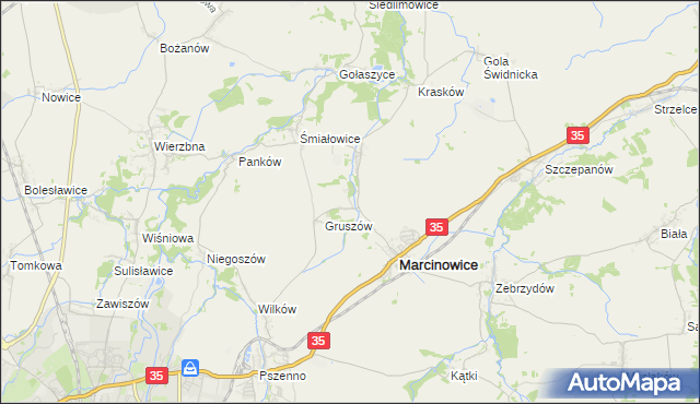 mapa Stefanowice gmina Marcinowice, Stefanowice gmina Marcinowice na mapie Targeo