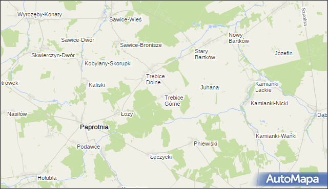 mapa Trębice Górne, Trębice Górne na mapie Targeo