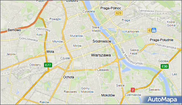 mapa Warszawy, Warszawa na mapie Targeo