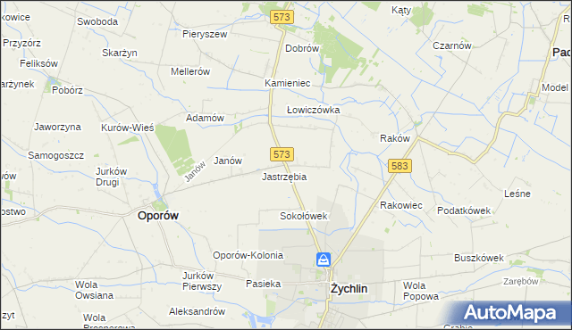 mapa Żabików gmina Żychlin, Żabików gmina Żychlin na mapie Targeo