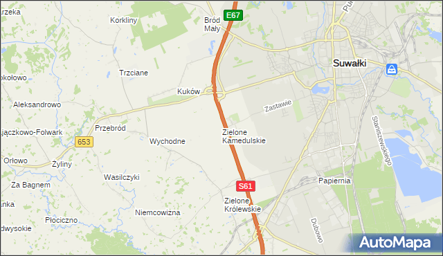 mapa Zielone Kamedulskie, Zielone Kamedulskie na mapie Targeo