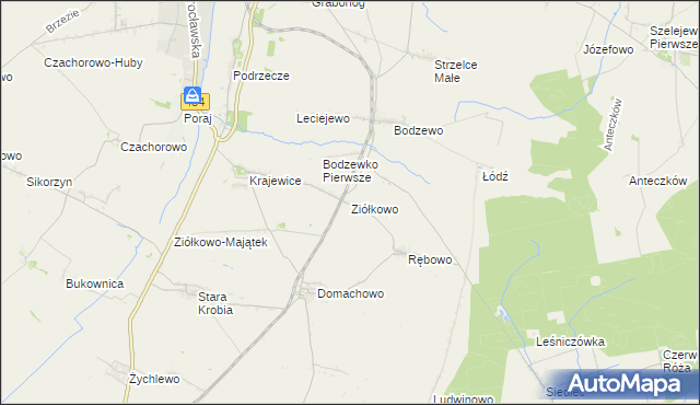 mapa Ziółkowo gmina Gostyń, Ziółkowo gmina Gostyń na mapie Targeo