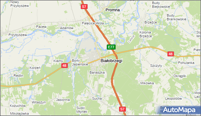 mapa Białobrzegi, Białobrzegi na mapie Targeo