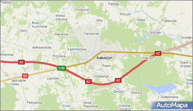 mapa Kałuszyn powiat miński, Kałuszyn powiat miński na mapie Targeo