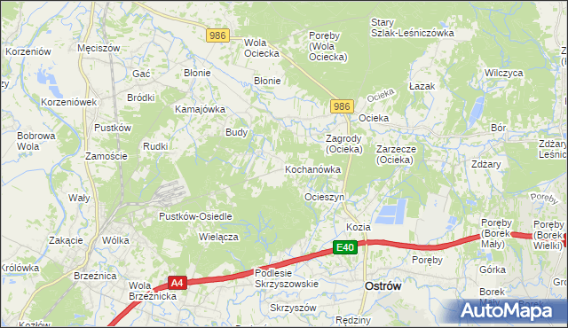 mapa Kochanówka gmina Dębica, Kochanówka gmina Dębica na mapie Targeo