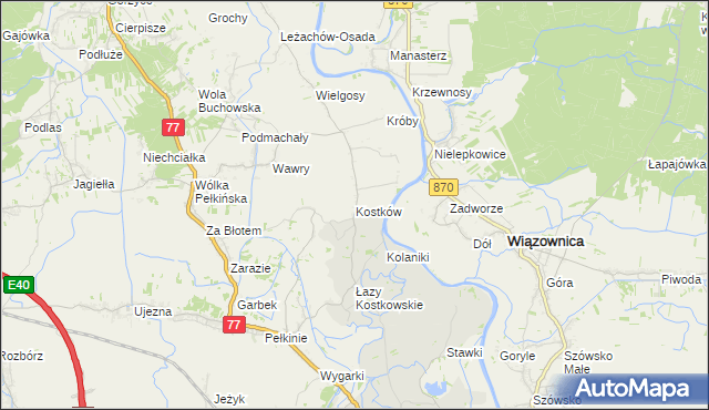 mapa Kostków, Kostków na mapie Targeo