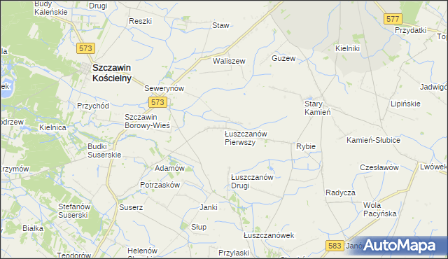 mapa Łuszczanów Pierwszy, Łuszczanów Pierwszy na mapie Targeo