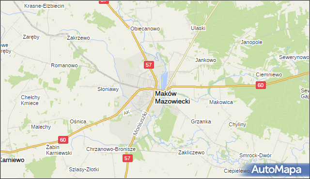 mapa Maków Mazowiecki, Maków Mazowiecki na mapie Targeo