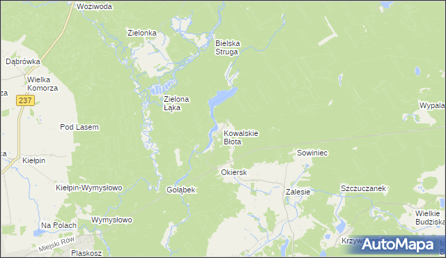 mapa Kowalskie Błota, Kowalskie Błota na mapie Targeo