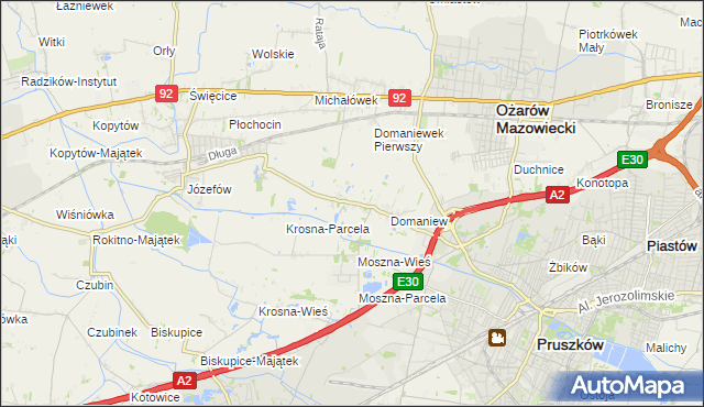 mapa Domaniewek gmina Brwinów, Domaniewek gmina Brwinów na mapie Targeo