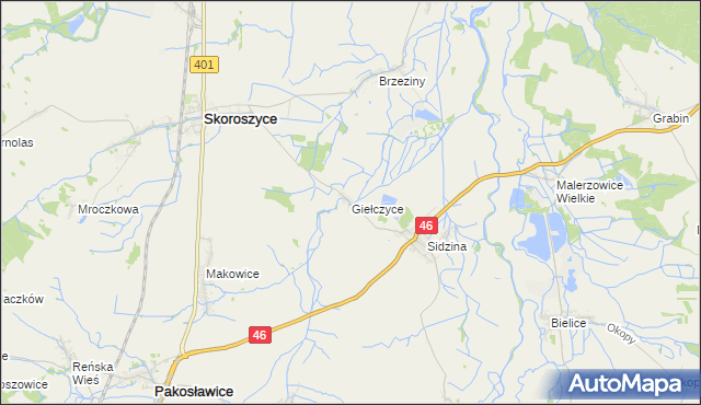 mapa Giełczyce, Giełczyce na mapie Targeo