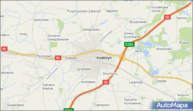 mapa Kostrzyn powiat poznański, Kostrzyn powiat poznański na mapie Targeo