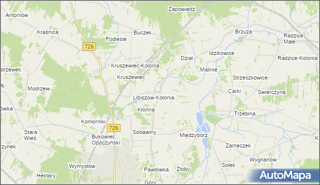 mapa Libiszów gmina Opoczno, Libiszów gmina Opoczno na mapie Targeo