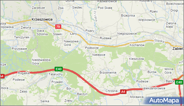 mapa Nielepice, Nielepice na mapie Targeo