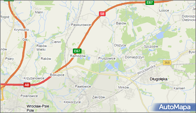 mapa Pruszowice, Pruszowice na mapie Targeo