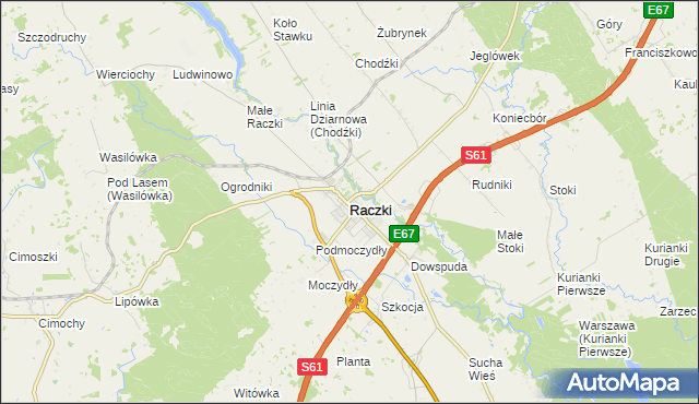 mapa Raczki powiat suwalski, Raczki powiat suwalski na mapie Targeo