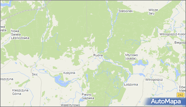 mapa Rudna gmina Złotów, Rudna gmina Złotów na mapie Targeo