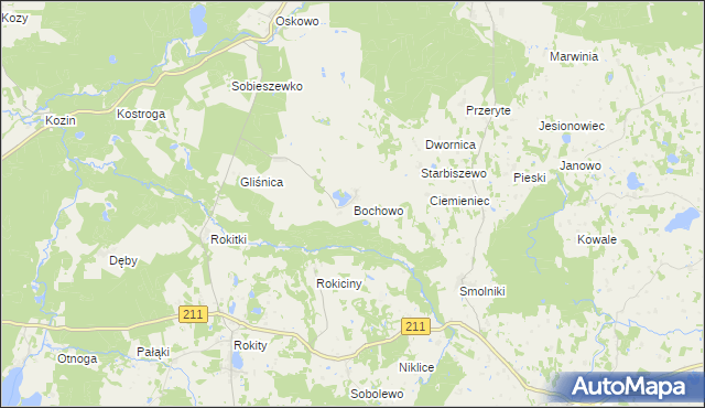 mapa Bochowo, Bochowo na mapie Targeo