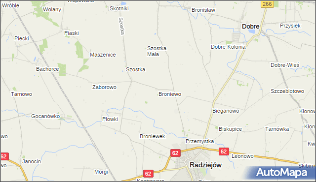 mapa Broniewo gmina Radziejów, Broniewo gmina Radziejów na mapie Targeo