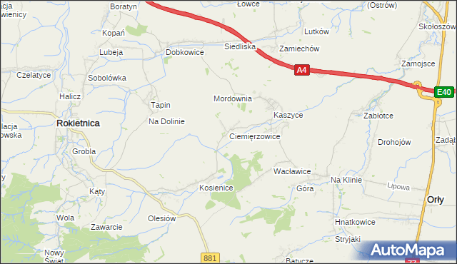 mapa Ciemięrzowice, Ciemięrzowice na mapie Targeo