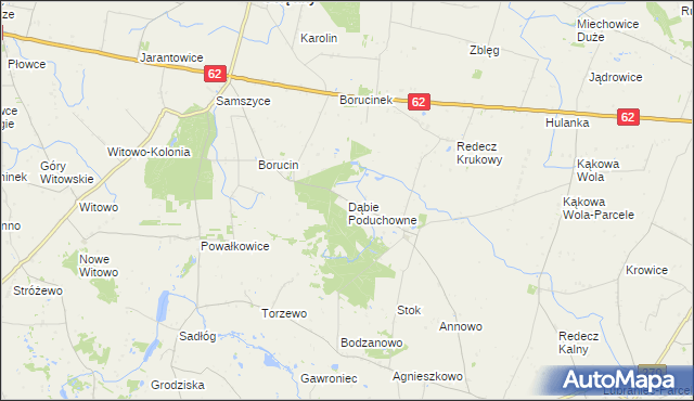 mapa Dąbie Poduchowne, Dąbie Poduchowne na mapie Targeo