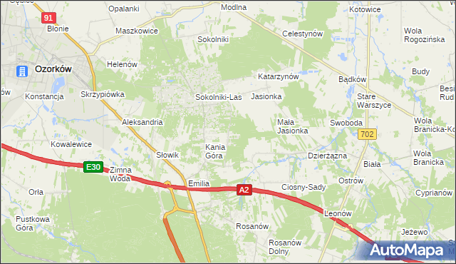 mapa Dębniak gmina Zgierz, Dębniak gmina Zgierz na mapie Targeo