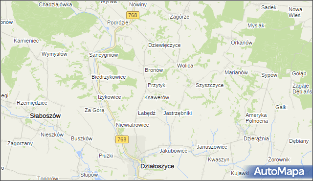 mapa Dębowiec gmina Działoszyce, Dębowiec gmina Działoszyce na mapie Targeo