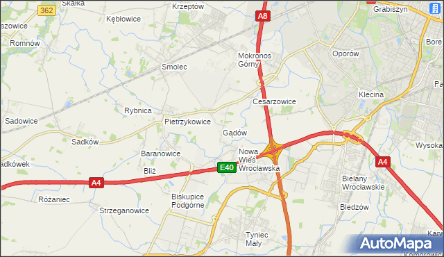 mapa Gądów, Gądów na mapie Targeo