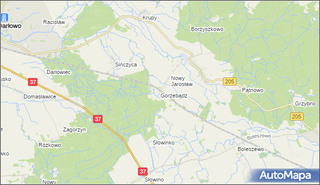 mapa Gorzebądz gmina Darłowo, Gorzebądz gmina Darłowo na mapie Targeo