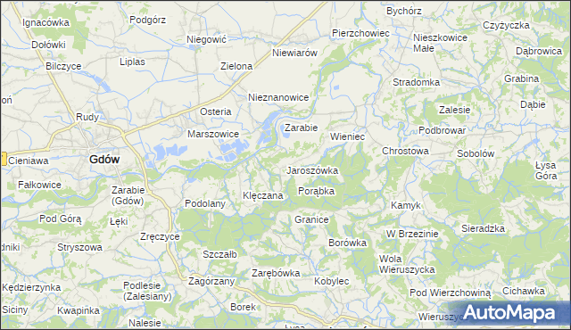 mapa Jaroszówka gmina Gdów, Jaroszówka gmina Gdów na mapie Targeo