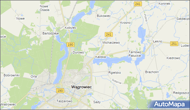 mapa Kaliska gmina Wągrowiec, Kaliska gmina Wągrowiec na mapie Targeo