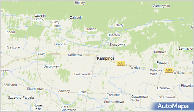 mapa Kampinos, Kampinos na mapie Targeo