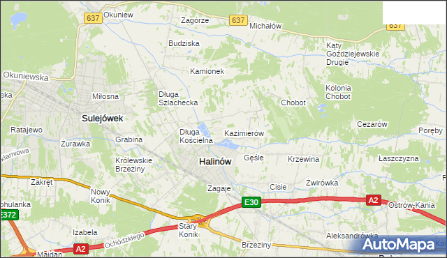 mapa Kazimierów gmina Halinów, Kazimierów gmina Halinów na mapie Targeo