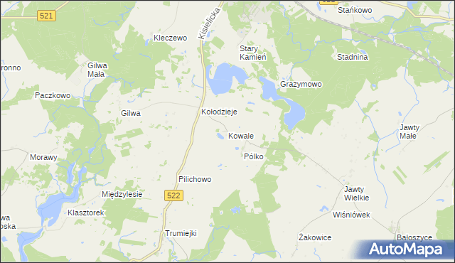 mapa Kowale gmina Prabuty, Kowale gmina Prabuty na mapie Targeo