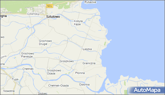 mapa Łaszka, Łaszka na mapie Targeo