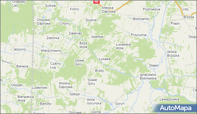 mapa Łukawa gmina Głowaczów, Łukawa gmina Głowaczów na mapie Targeo