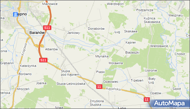 mapa Młynarka, Młynarka na mapie Targeo