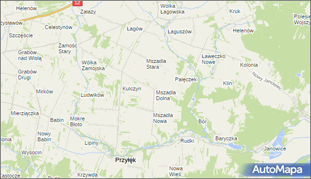 mapa Mszadla Dolna, Mszadla Dolna na mapie Targeo