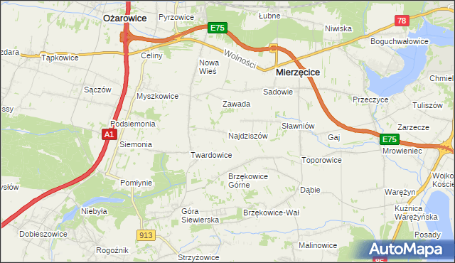 mapa Najdziszów, Najdziszów na mapie Targeo