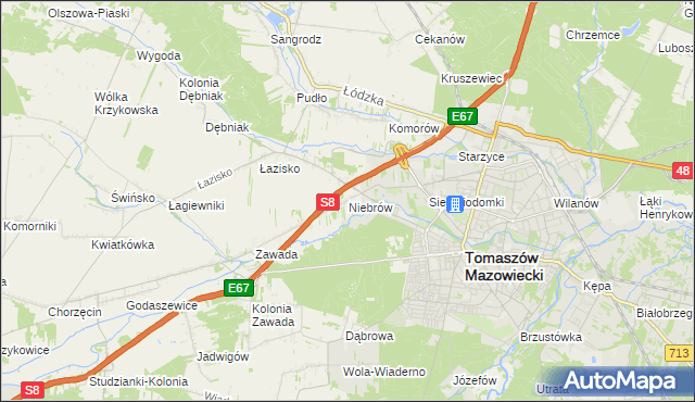 mapa Niebrów, Niebrów na mapie Targeo