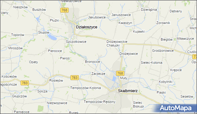 mapa Podgaje gmina Skalbmierz, Podgaje gmina Skalbmierz na mapie Targeo