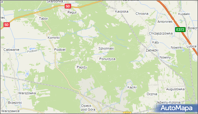 mapa Ponurzyca, Ponurzyca na mapie Targeo